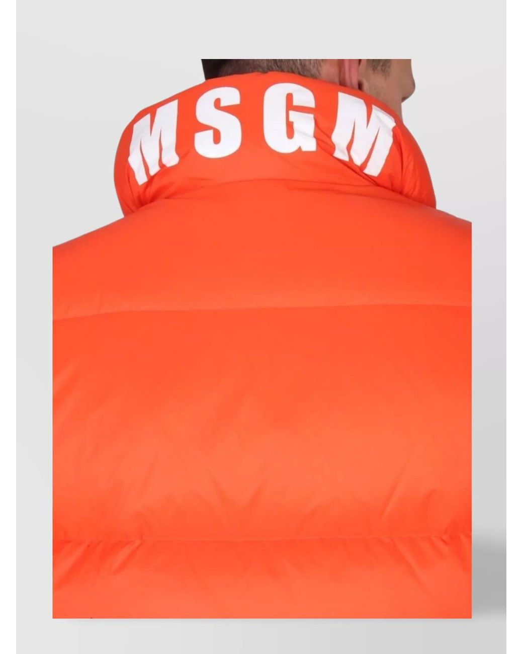 MSGM Orange High Neck Cotton Vest for men