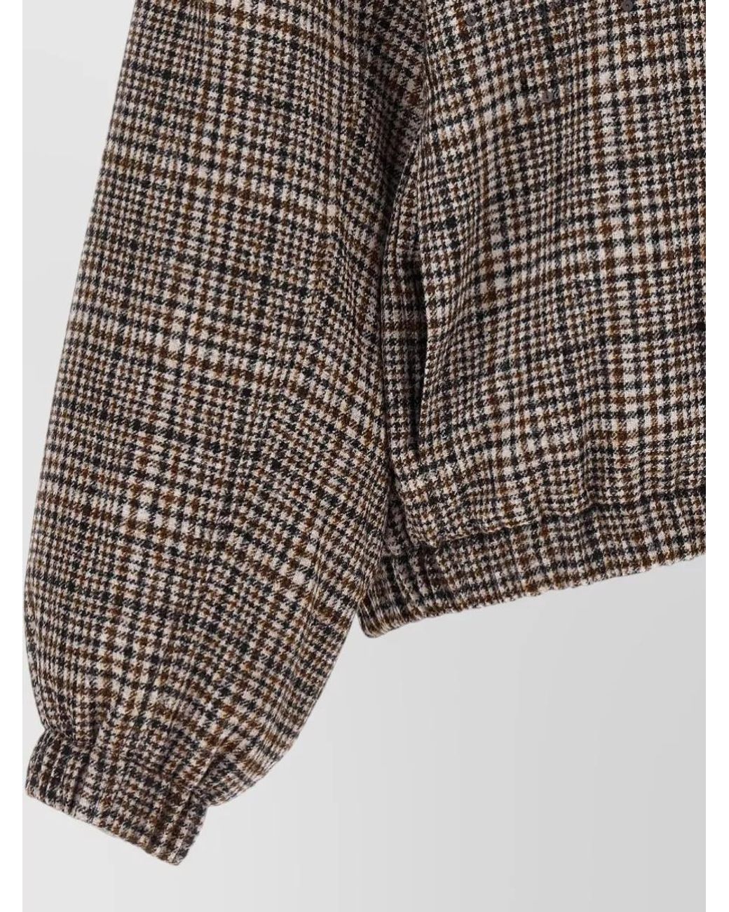 Brunello Cucinelli Brown Alpaca Wool Sequin Check Oversized Bomber Jacket