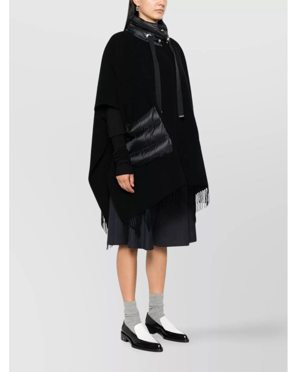 Herno Black Wool And Nylon Cape