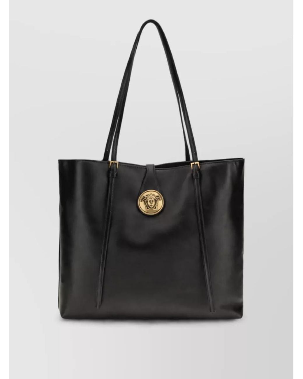Versace Black La Medusa Lamb Leather Tote Bag