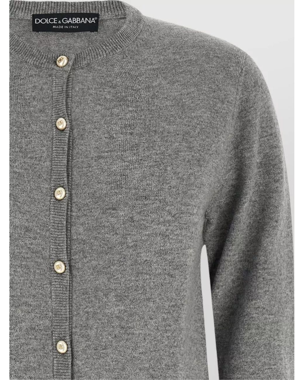 Dolce & Gabbana Gray Cashmere Ribbed Crewneck Cardigan