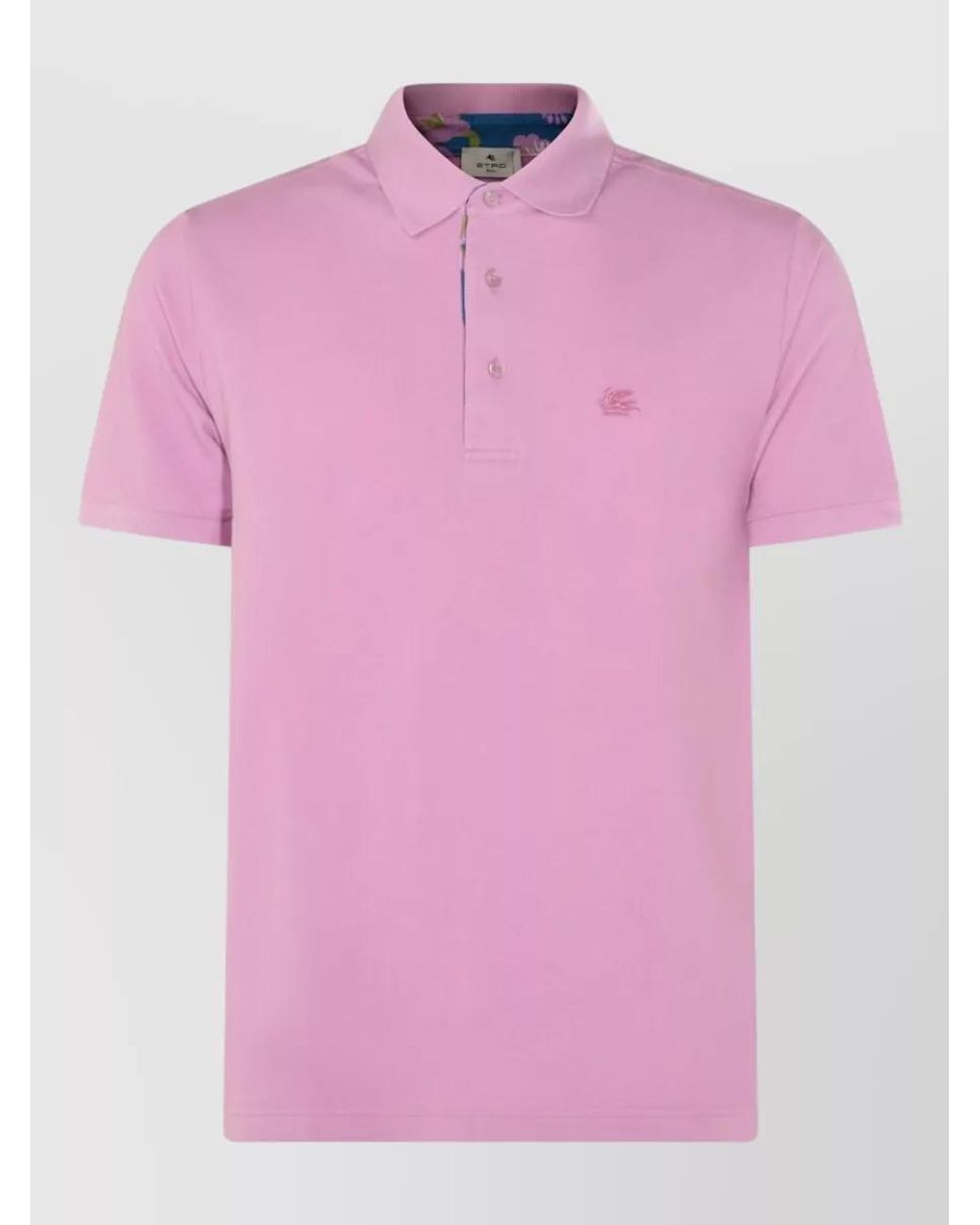 Etro Pink Printed Cotton Polo Shirt for men
