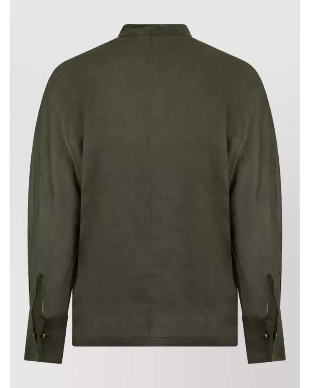 Max Mara Green Long-Sleeve Band-Collar Shirt