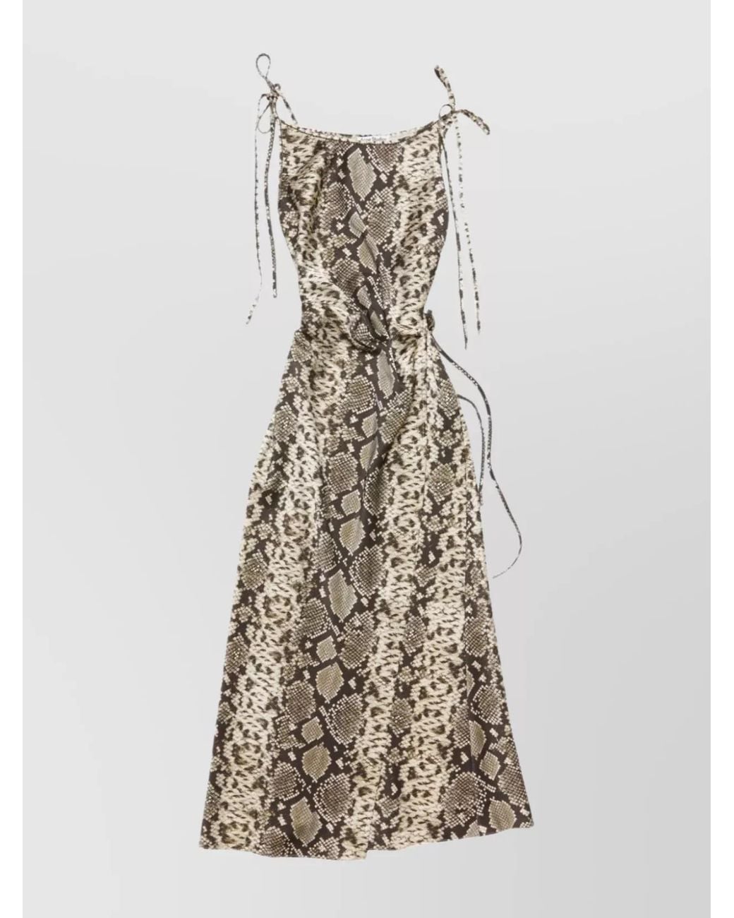 Acne Multicolor Snake Print Midi Dress With Side Slit
