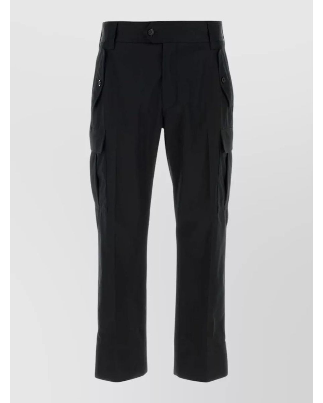 McQueen Black Cotton Straight-Leg Cargo Trousers for men
