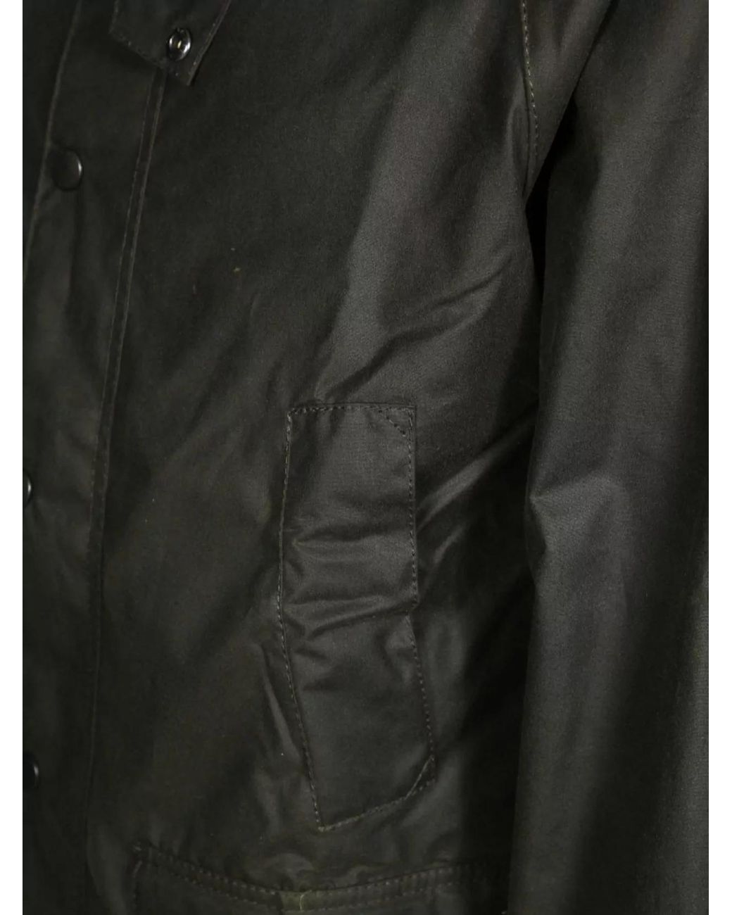 Barbour Black Waxed Cotton Parka Collared Neck for men