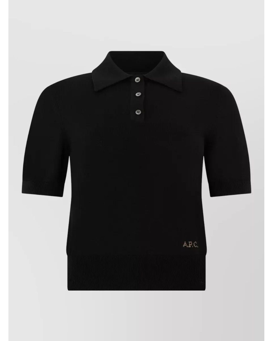 A.P.C. Black Cotton Short-Sleeve Polo Shirt