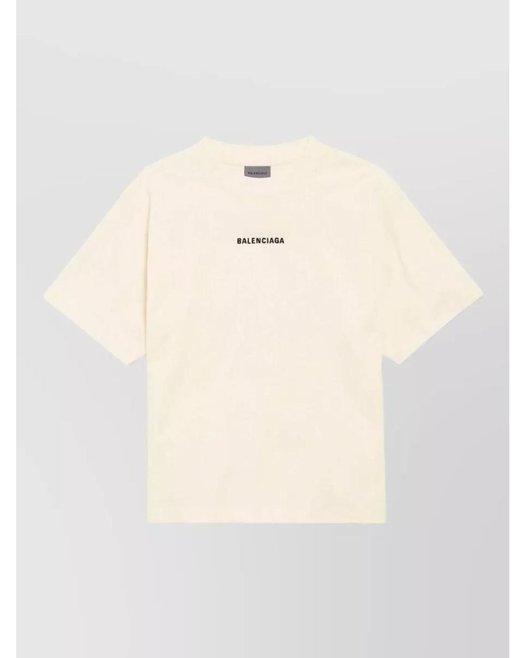 Balenciaga Natural Cotton Logo-Embroidered Short-Sleeve T-Shirt