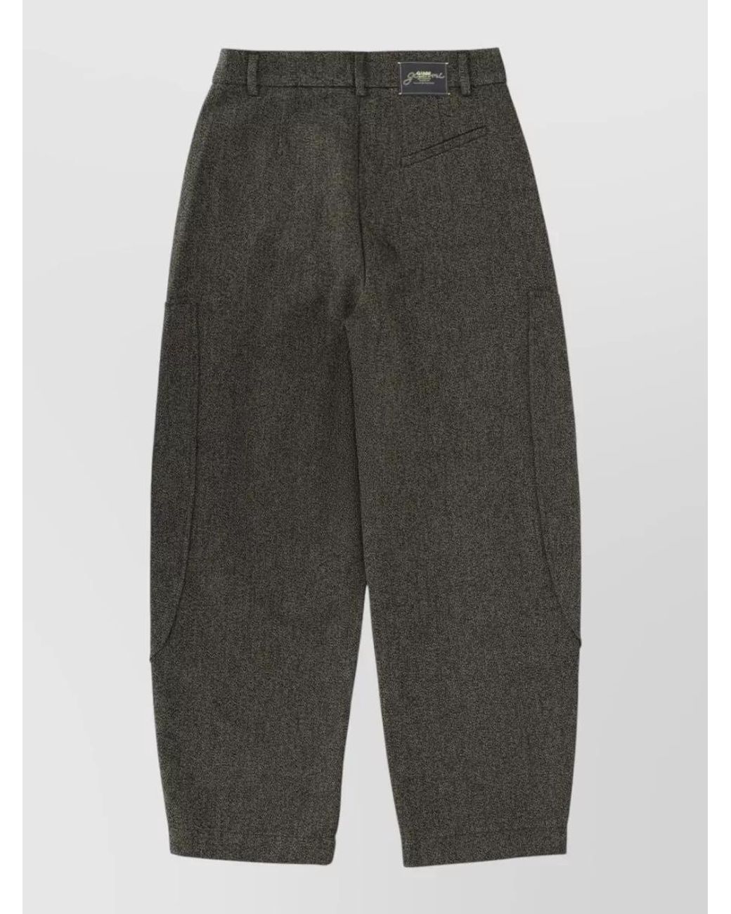 Ganni Gray Regular-Fit Wide-Leg Trousers