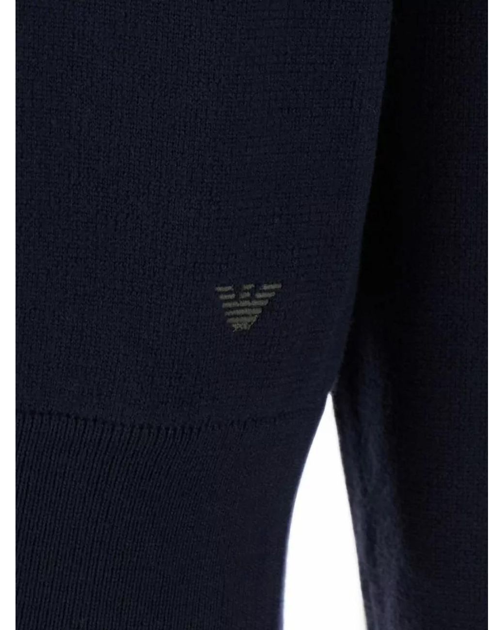 Emporio Armani Blue Virgin Wool Knitted Zip Jacket for men