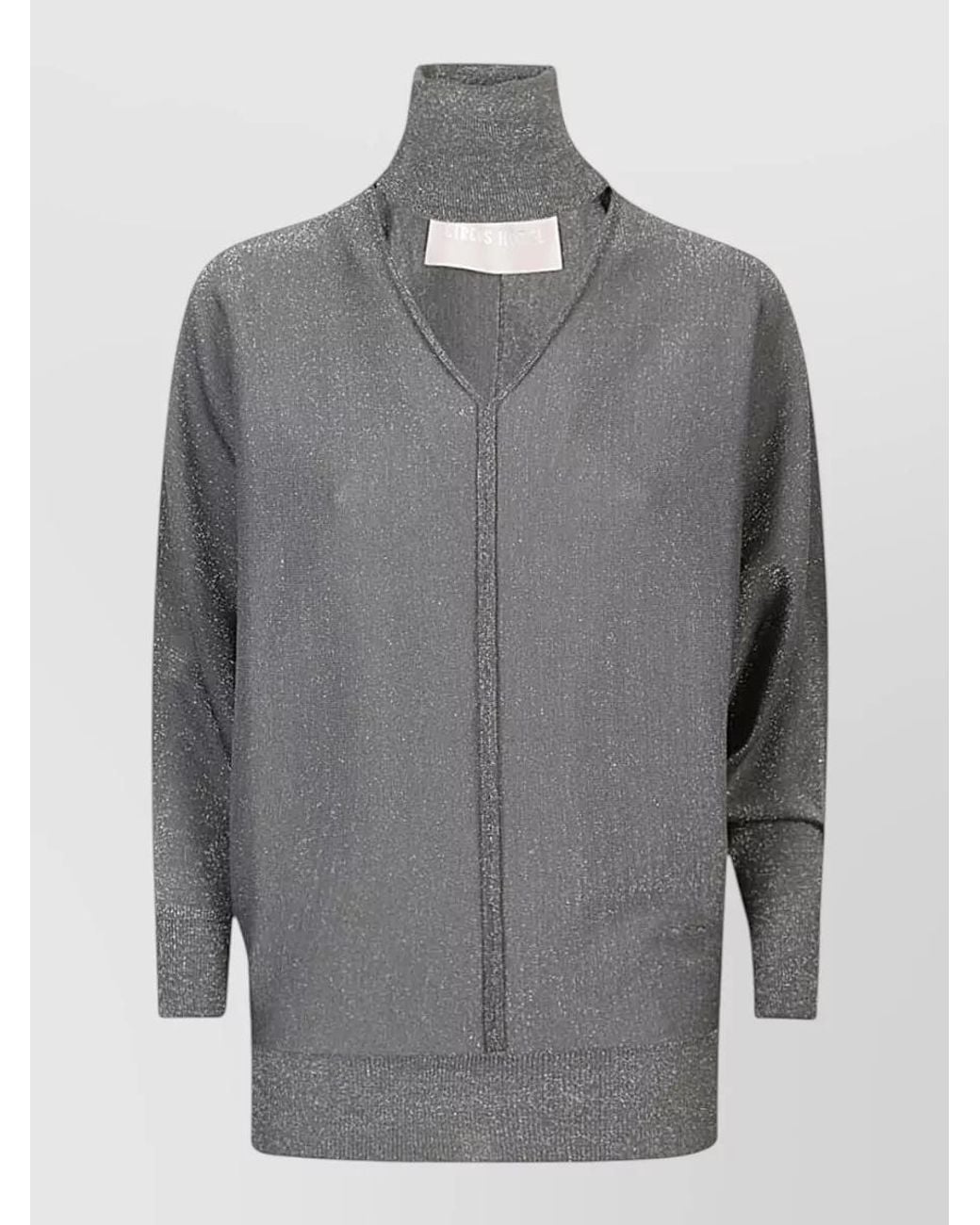 Circus Hotel Gray Ribbed Turtleneck Long-Sleeve Knitted Top