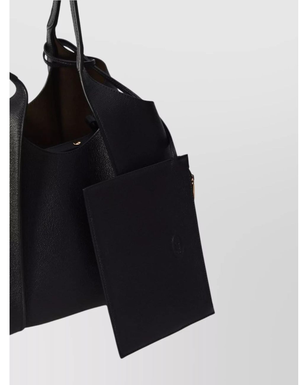 Tod's Black Small Grained Leather Shopping Tote
