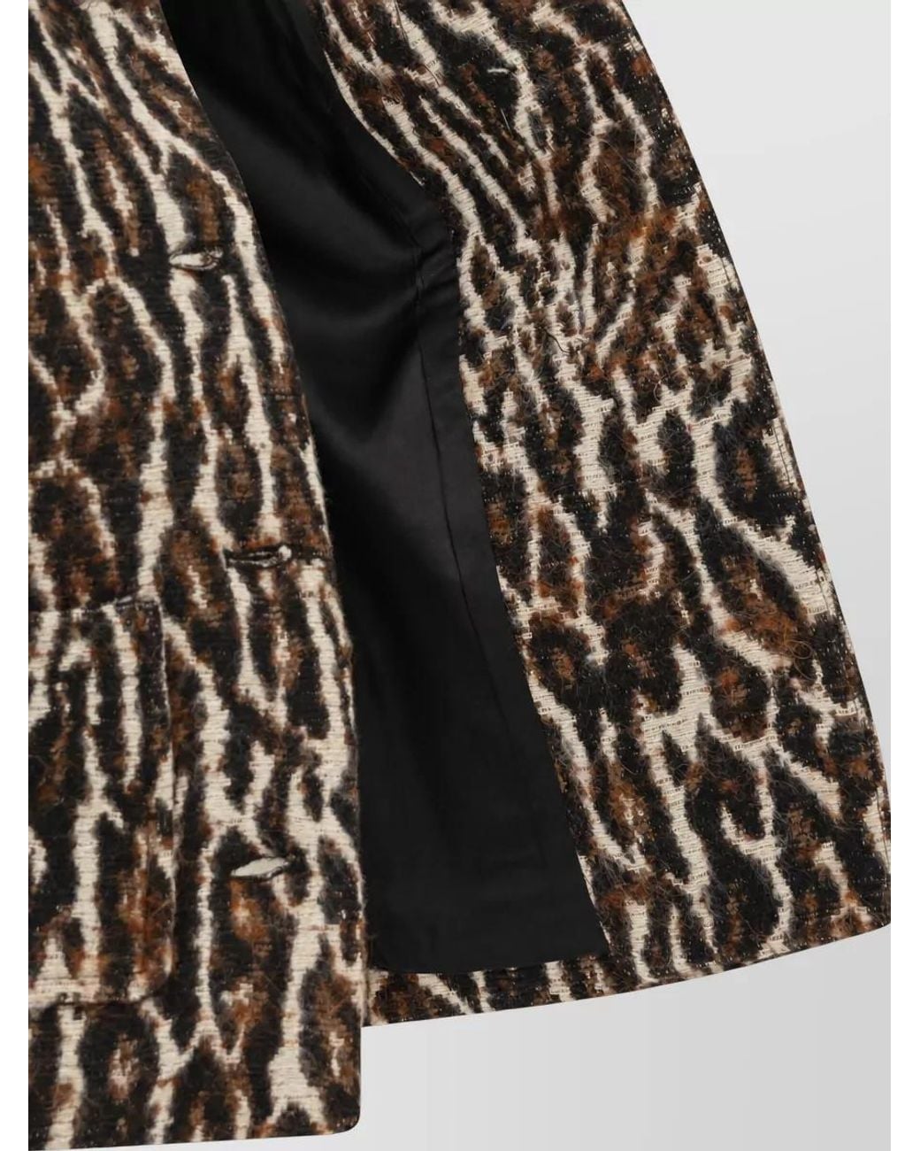 Ganni Black Leopard Single-Breasted Coat