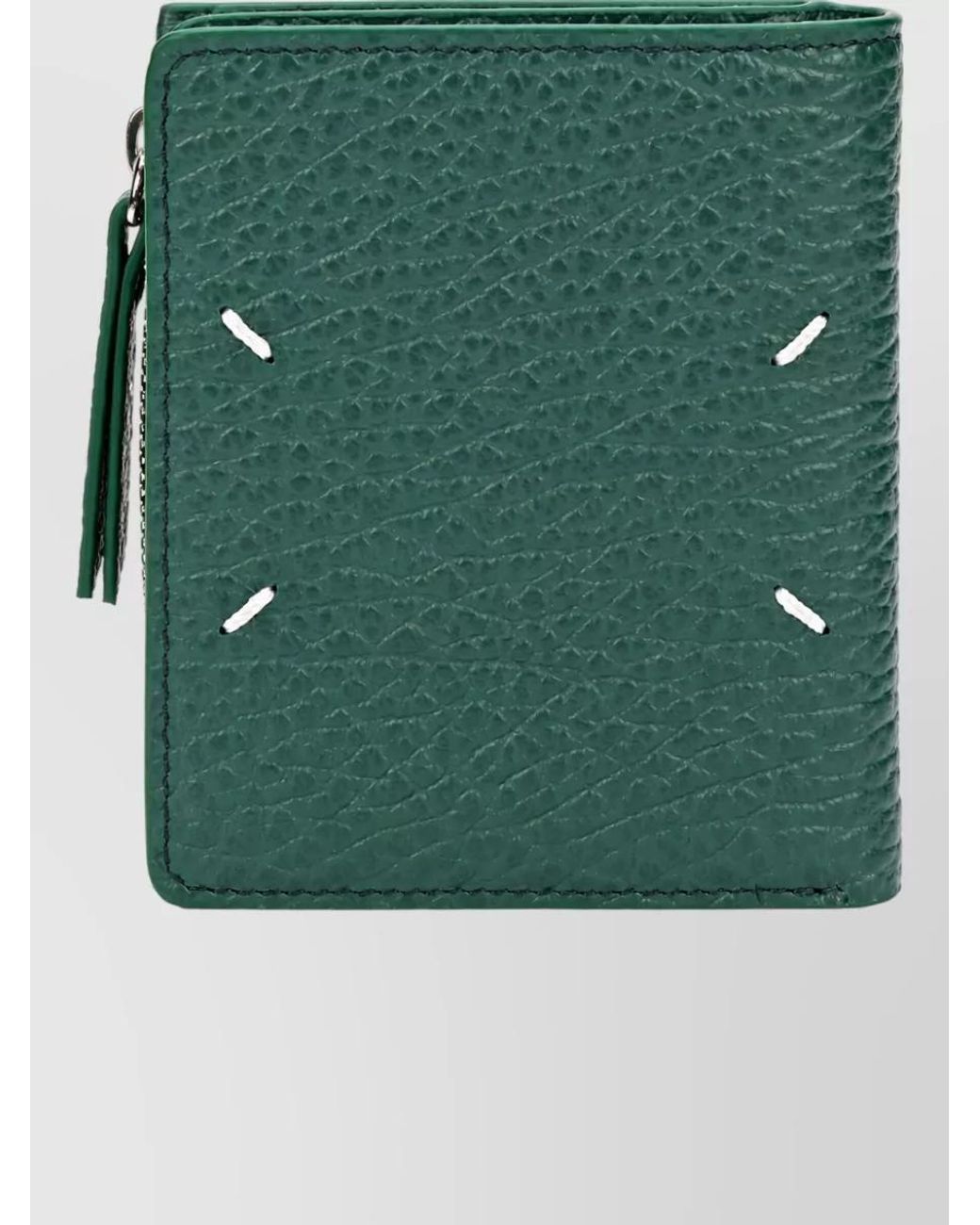 Maison Margiela Green Leather Zip Wallet