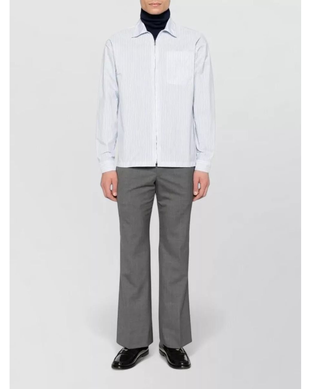Prada White Striped Long-Sleeve Shirt for men