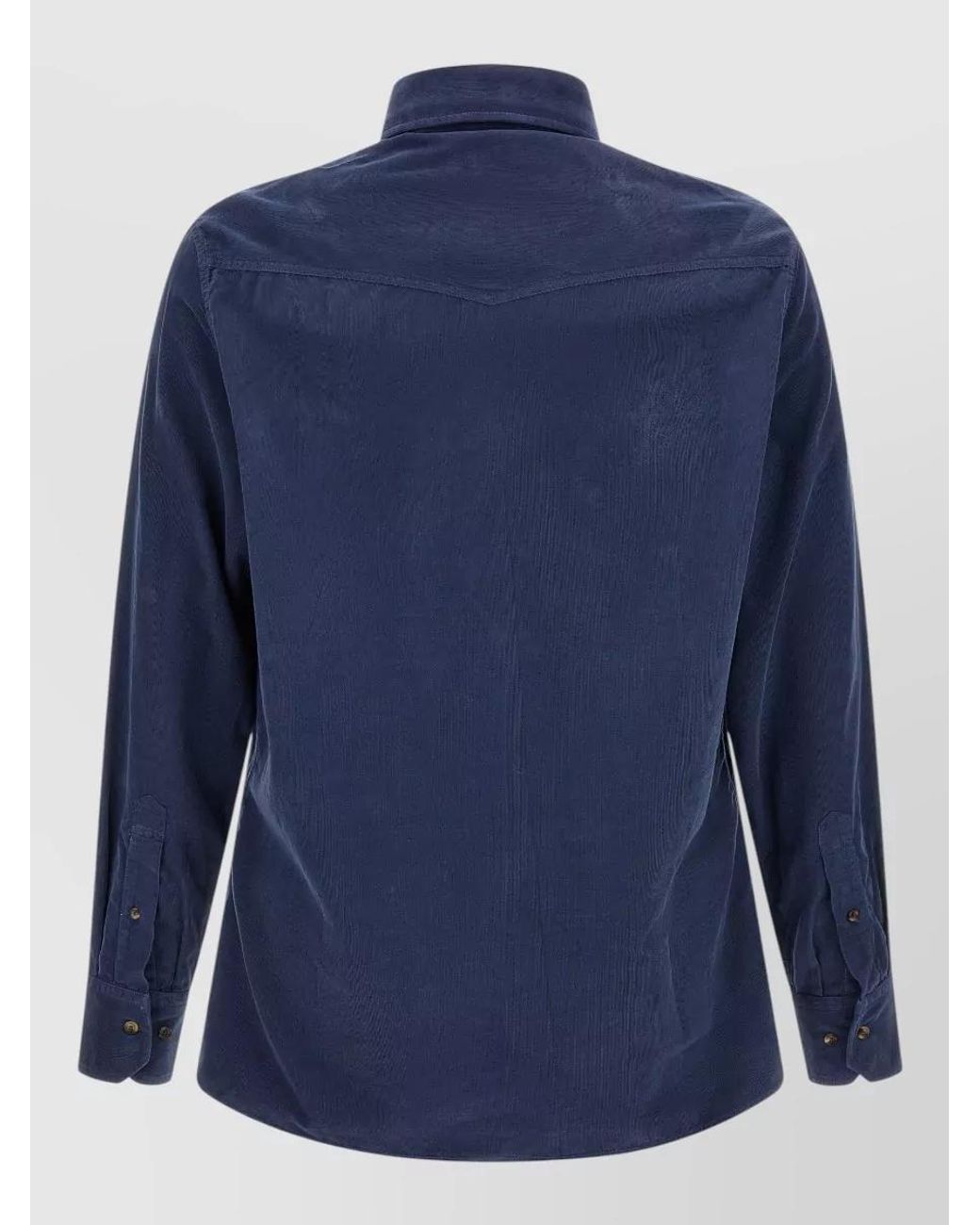Brunello Cucinelli Blue Corduroy Shirt for men