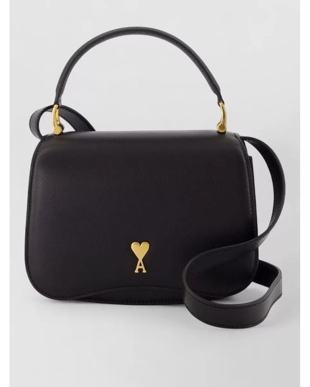 AMI Black Leather Shoulder Bag