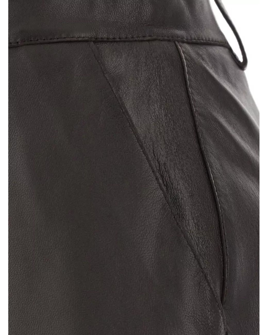 P.A.R.O.S.H. Black Lamb Leather Knee-Length Pencil Skirt