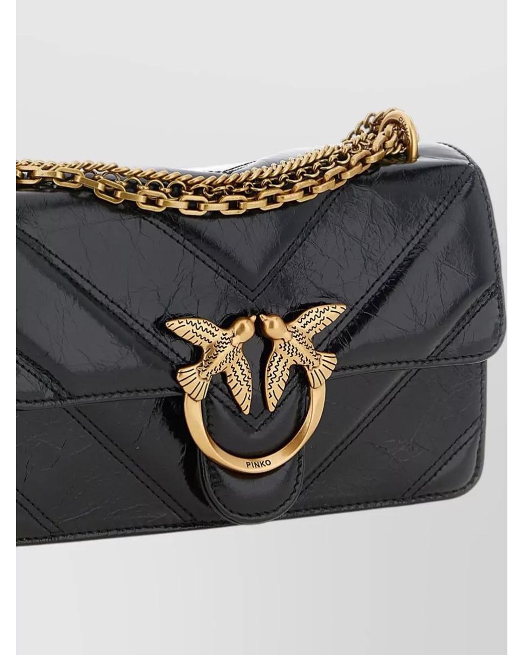 Pinko Black Love Bag Calfskin Leather Shoulder Bag