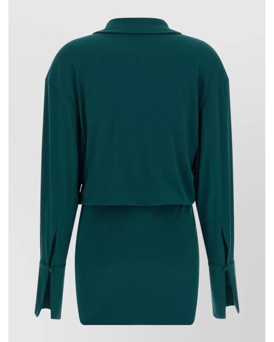 ANDAMANE Green Draped V-Neck Mini Dress