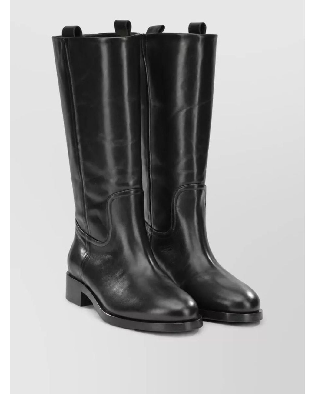 Aeyde Black Leather Knee-High Boots
