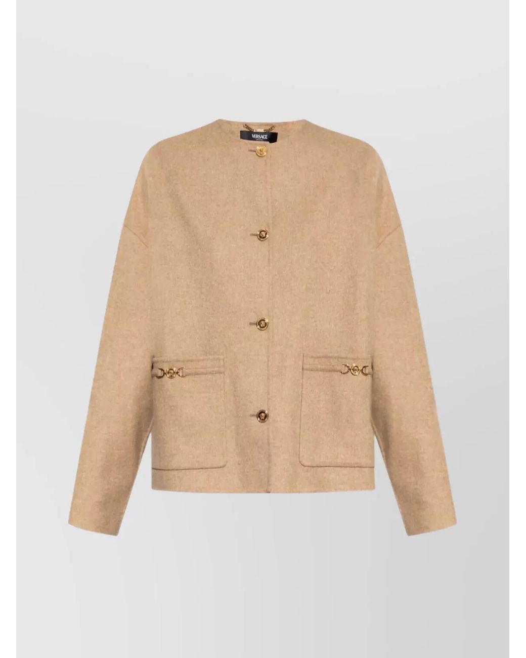 Versace Natural Wool Fitted Jacket