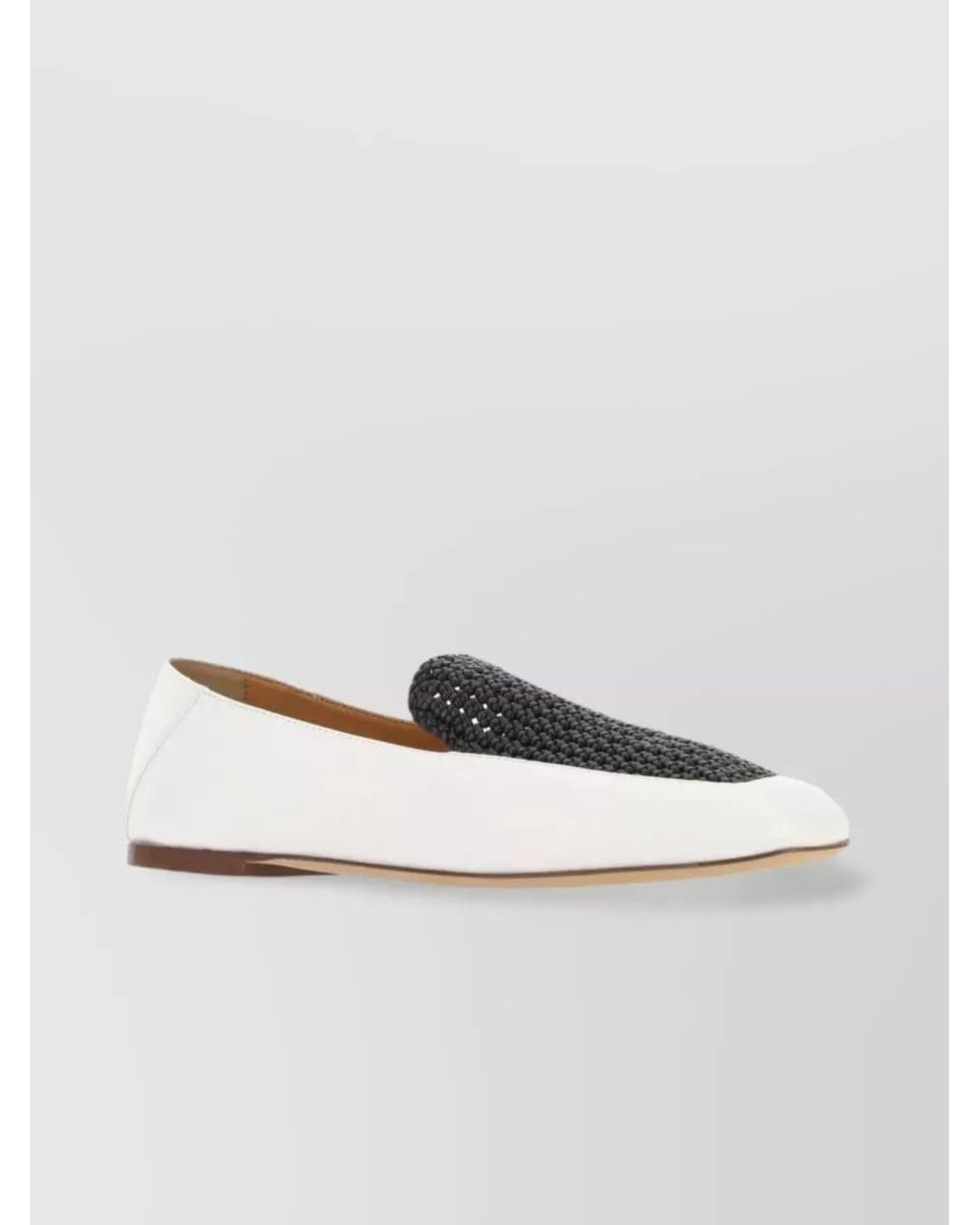 Chloé Gray Leather Two Tone Loafers