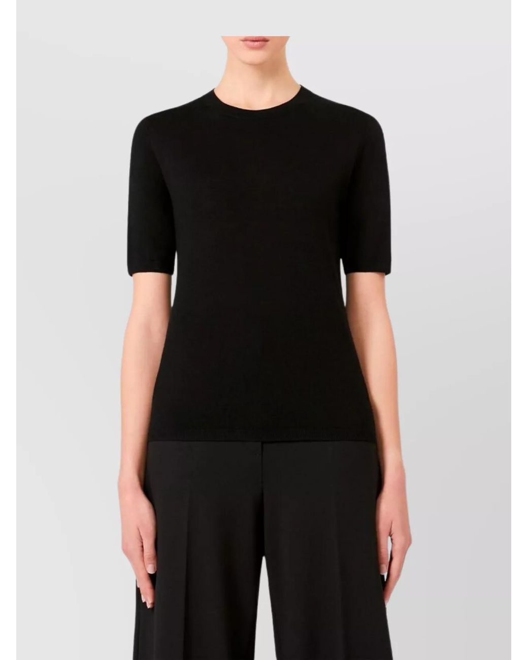 Max Mara Black Virgin Wool Slim-Fit Knitted Top