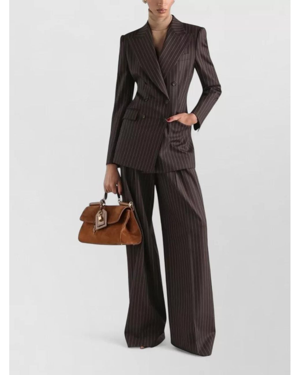 Dolce & Gabbana Brown Straight-Leg Suit Trousers