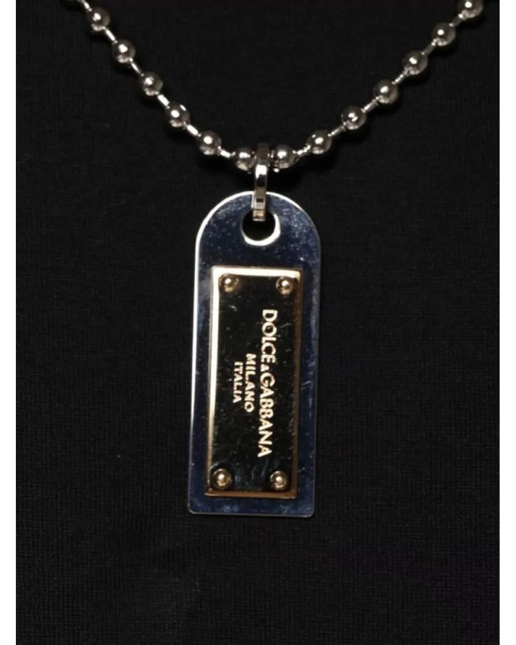 Dolce & Gabbana Black Necklace-Embellished Cotton T-Shirt for men