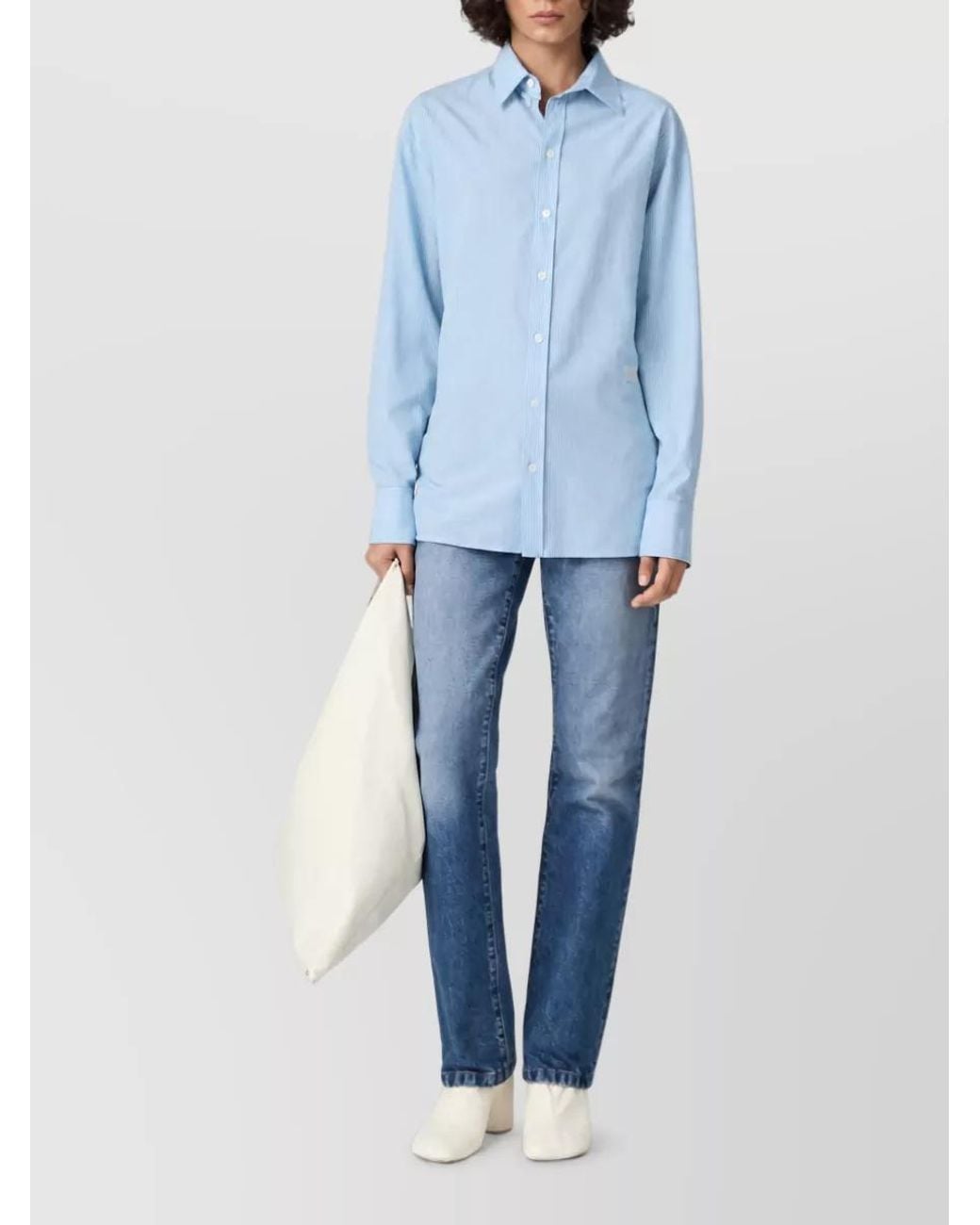 MM6 by Maison Margiela Blue Striped Open Back Shirt