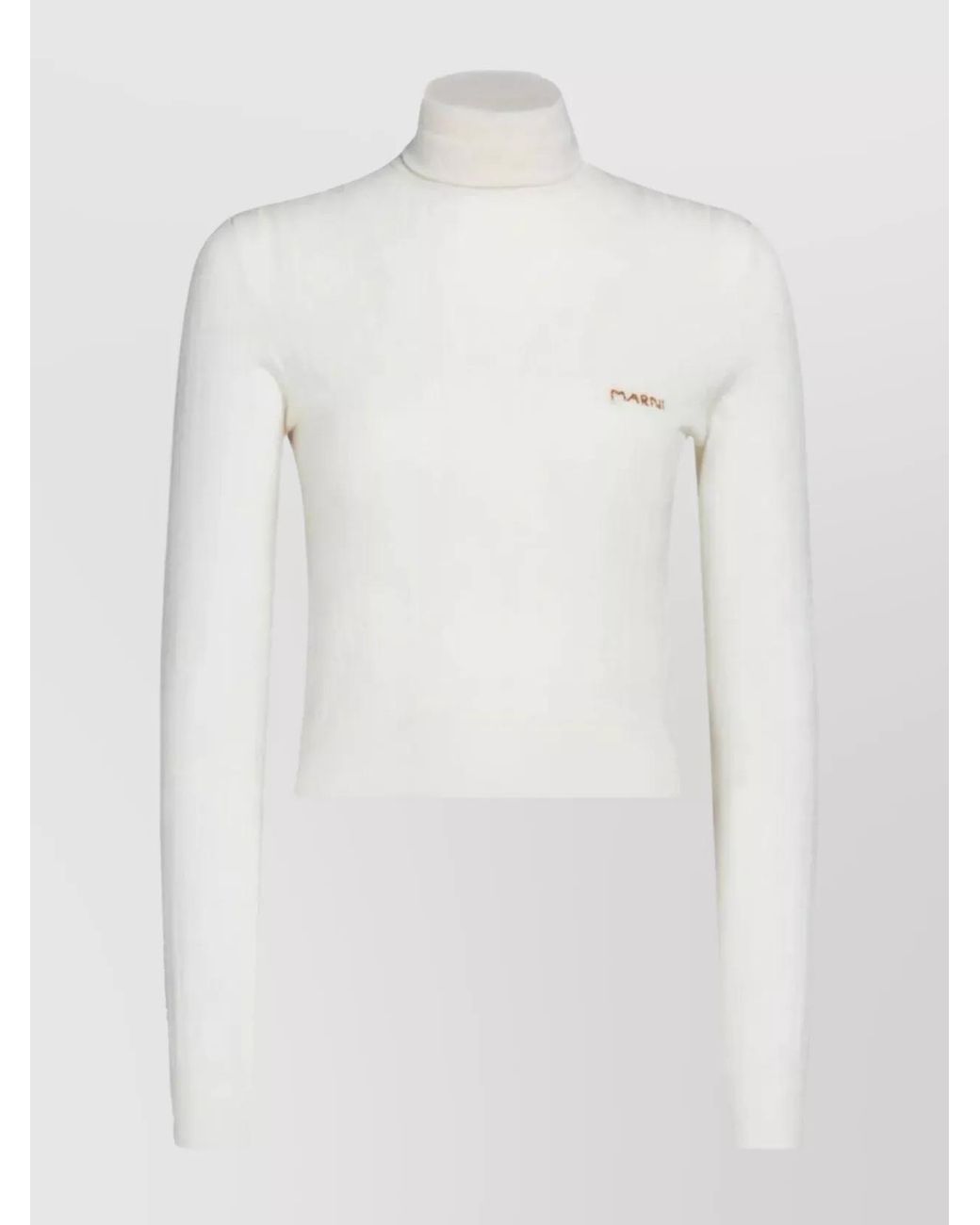 Marni White Silk Wool Turtleneck Sweater