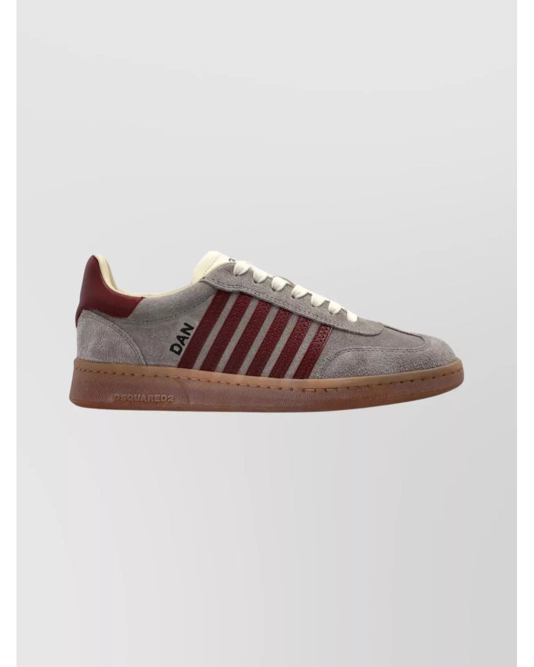 DSquared² Brown Leather Stripe Low-Top Sneakers