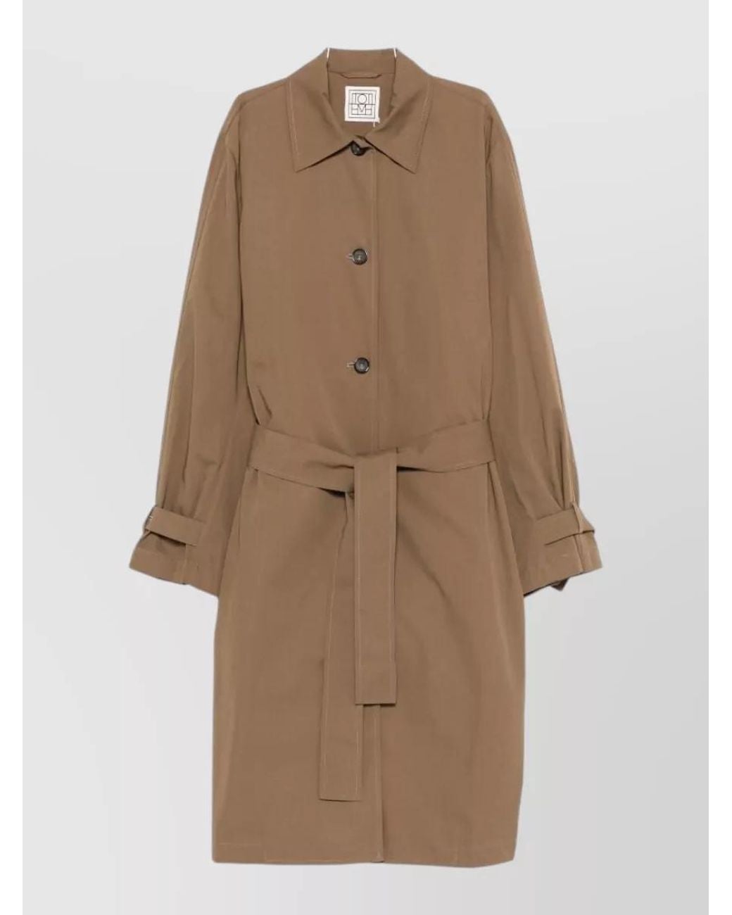 Totême Natural Cotton Belted Single-Breasted Trench Coat