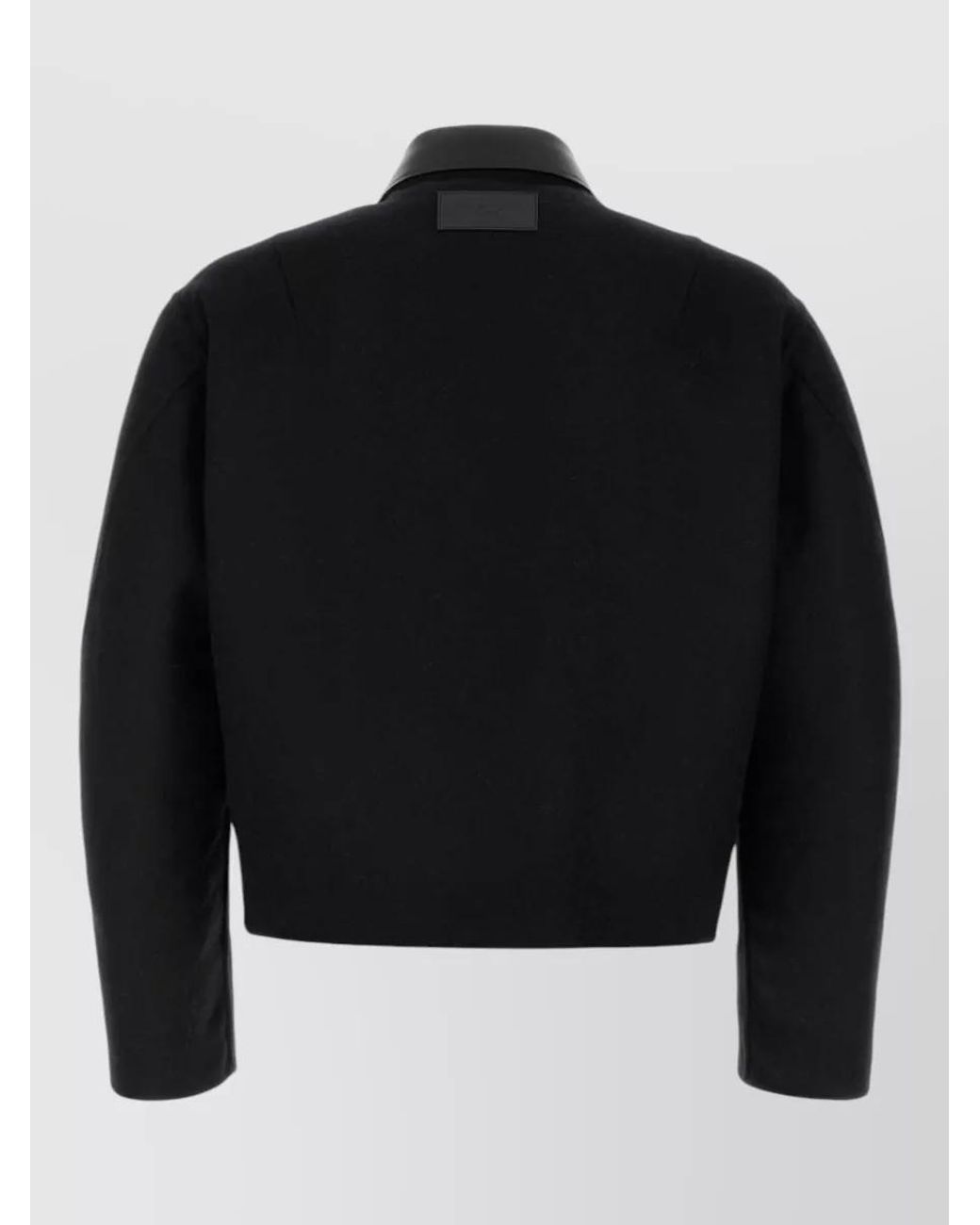 Givenchy Wool Jacket Long Sleeves Leather Collar Pockets in Black