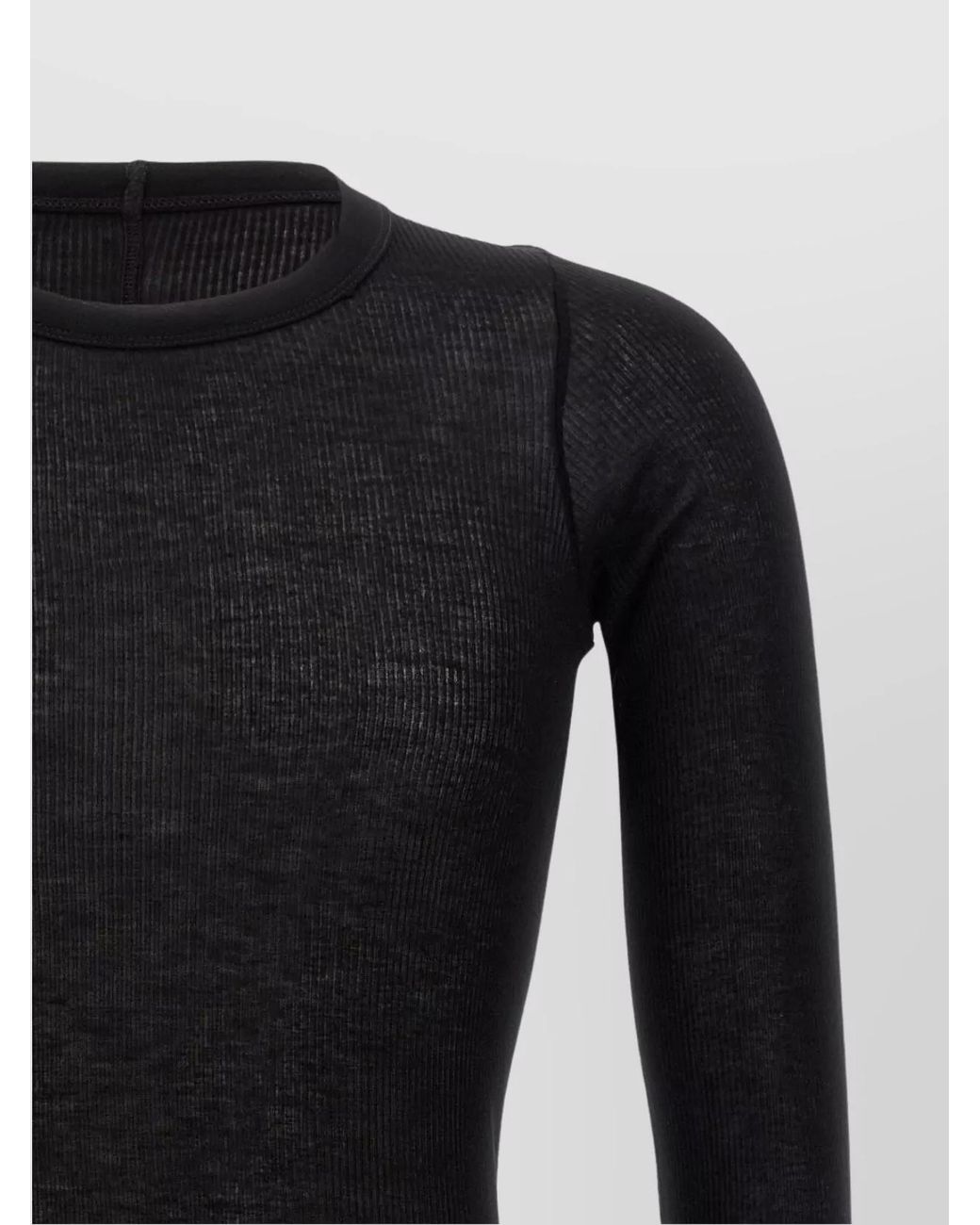 Rick Owens Black Ribbed Long Sleeve T-Shirt for men