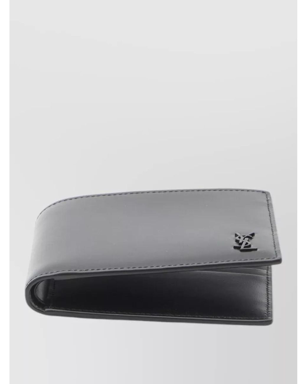 Saint Laurent Gray Leather Tiny Cassandre Wallet for men