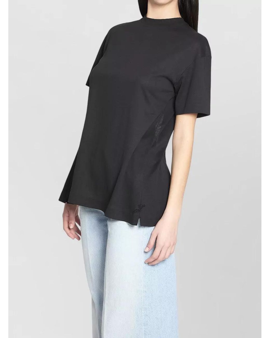 Jacquemus Black Ribbed Draped Short-Sleeve T-Shirt