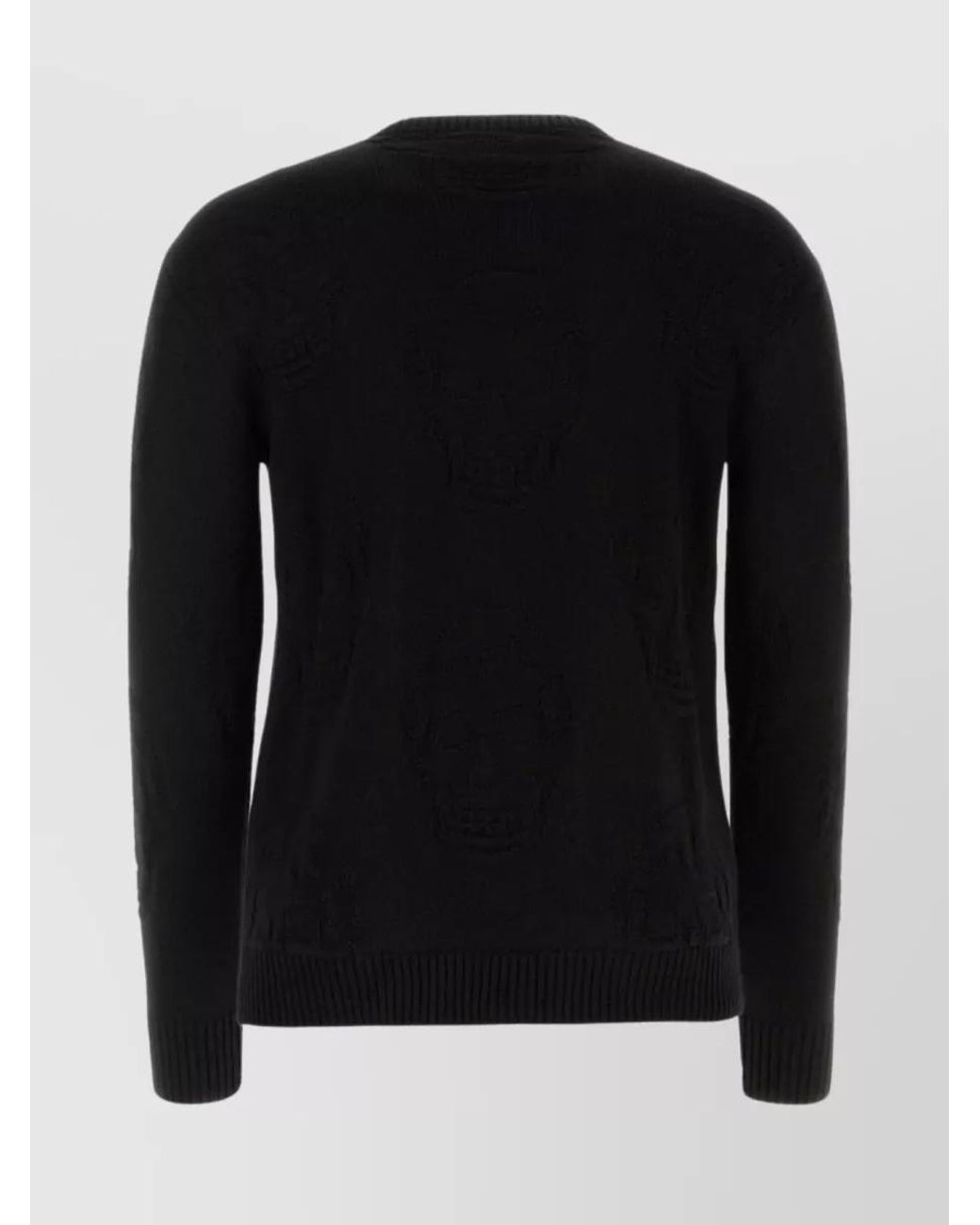 McQueen Black Cotton Skull-Jacquard Relaxed-Fit Jumper for men