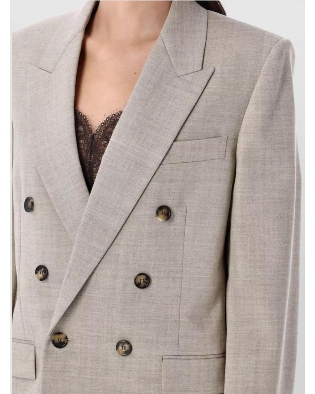 Saint Laurent Natural Wool Double-Breasted Blazer