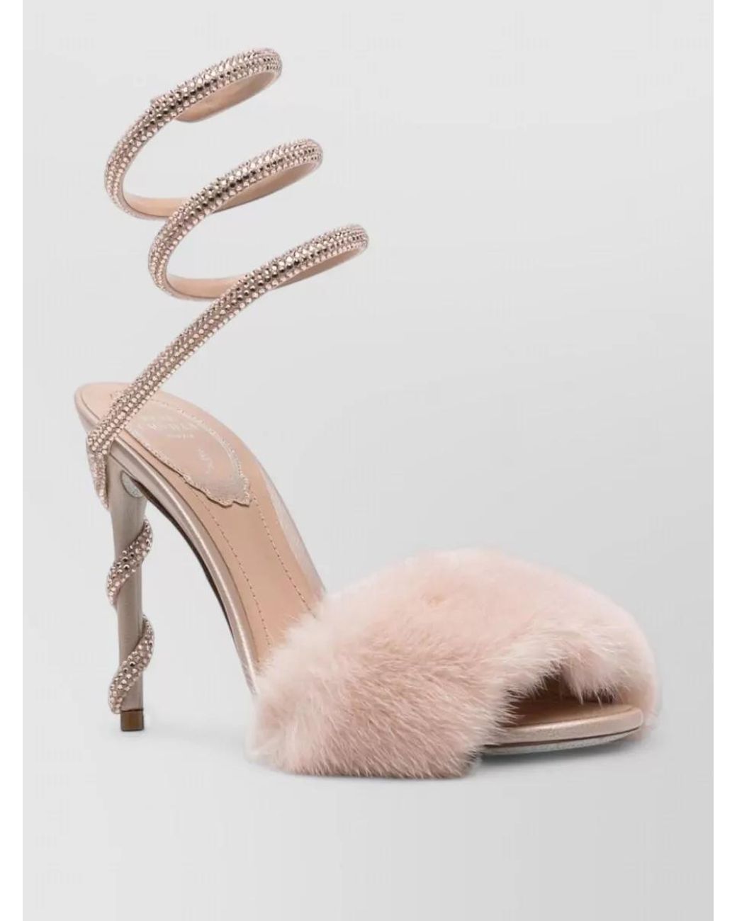 Rene Caovilla Pink Silk Satin Jeweled Sandals