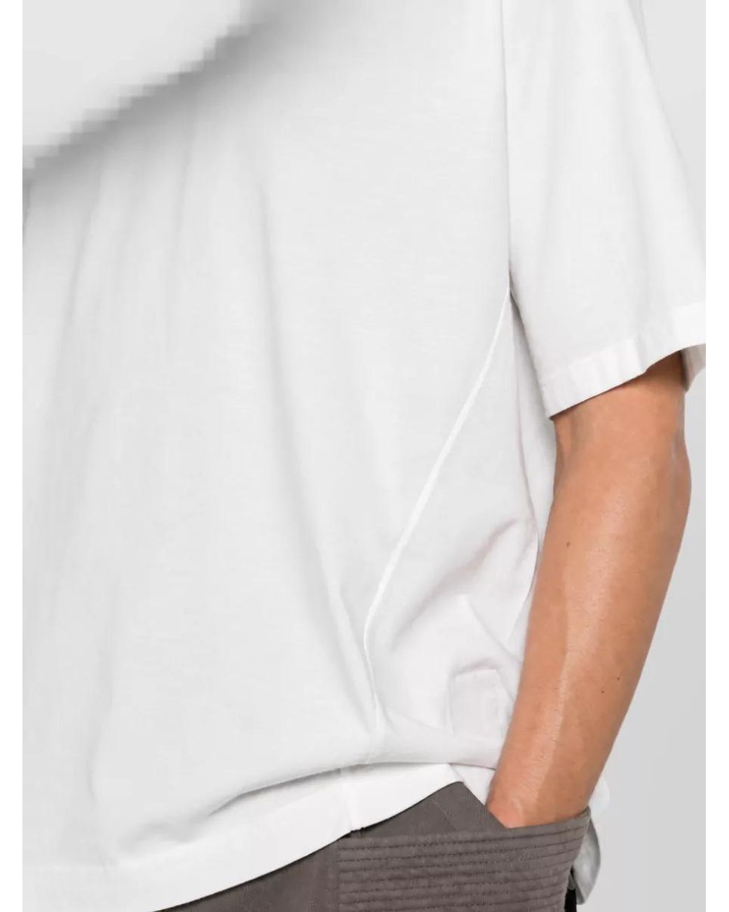 Rick Owens White Ribbed Cotton Short-Sleeve T-Shirt for men