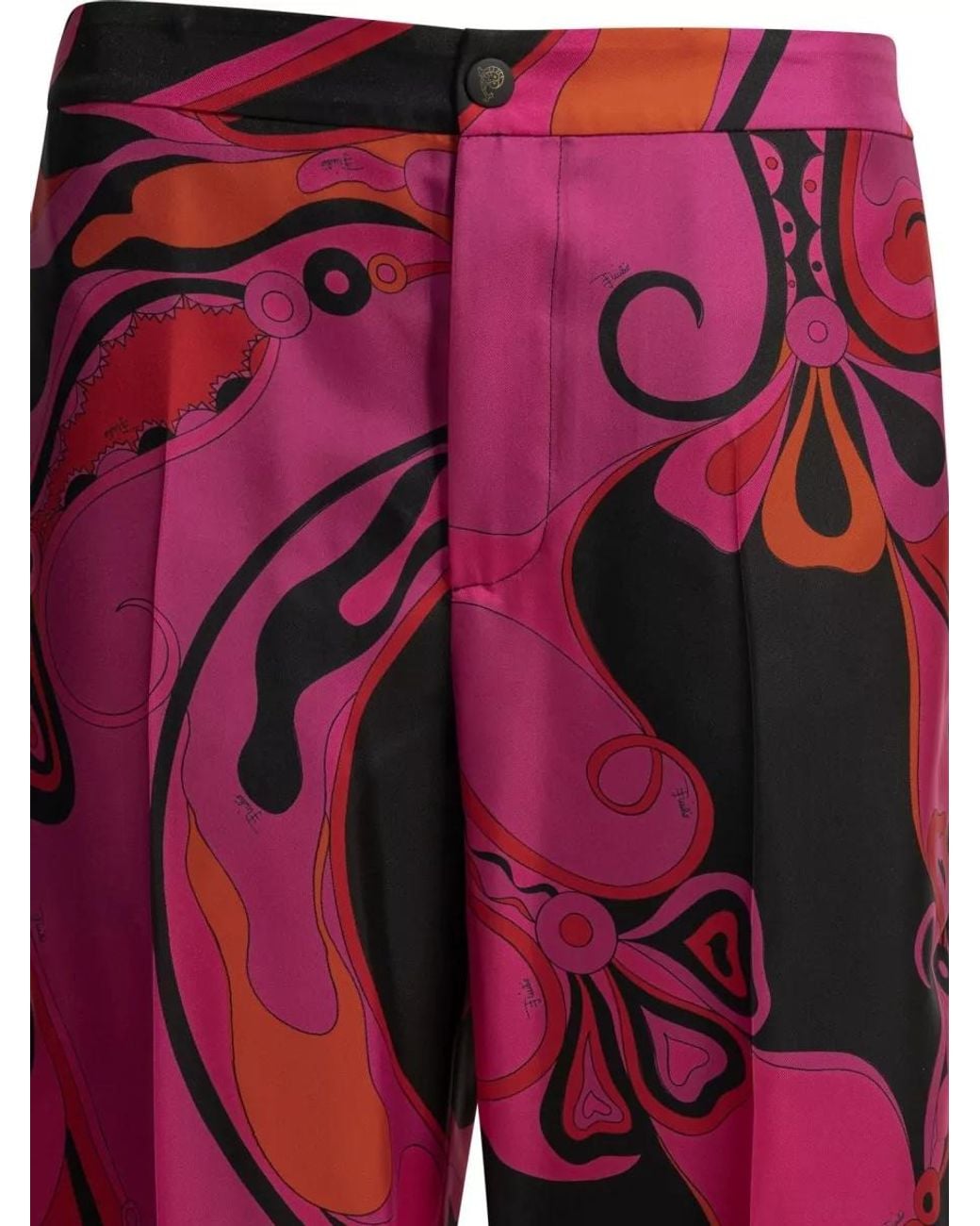 Emilio Pucci Red Printed Silk Trousers