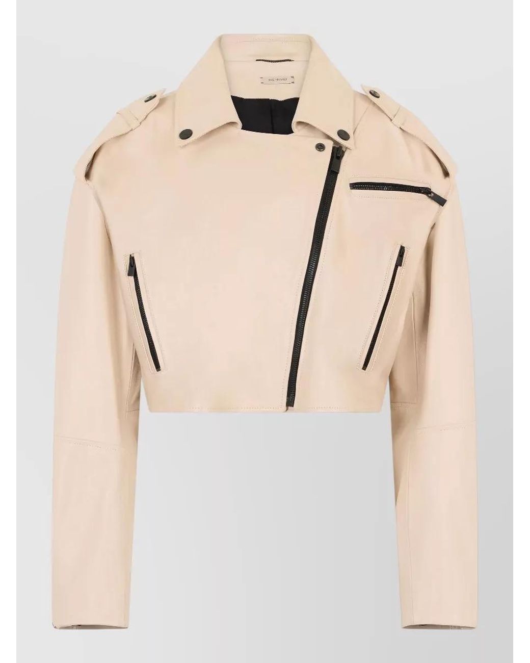 The Mannei Natural Leather Cropped Jacket