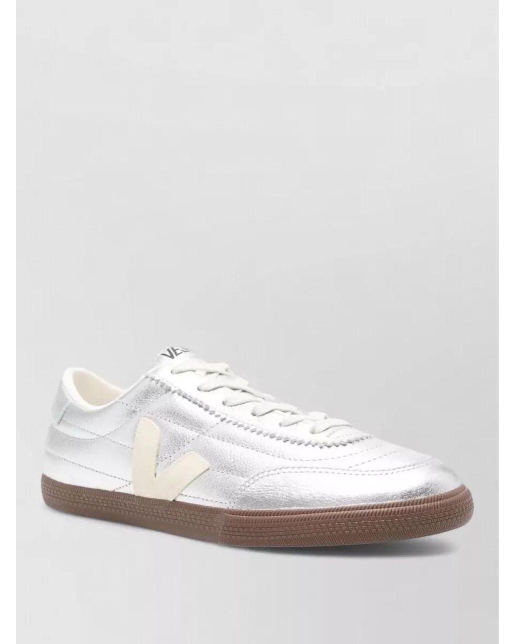 Veja White Metallic Leather Low-Top Sneakers