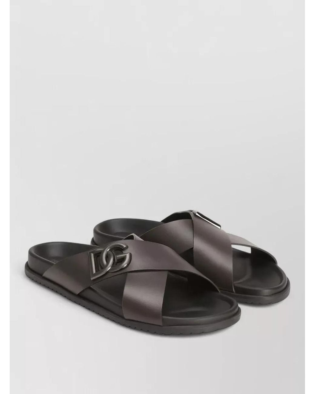 Dolce & Gabbana Gray Leather Sandals for men