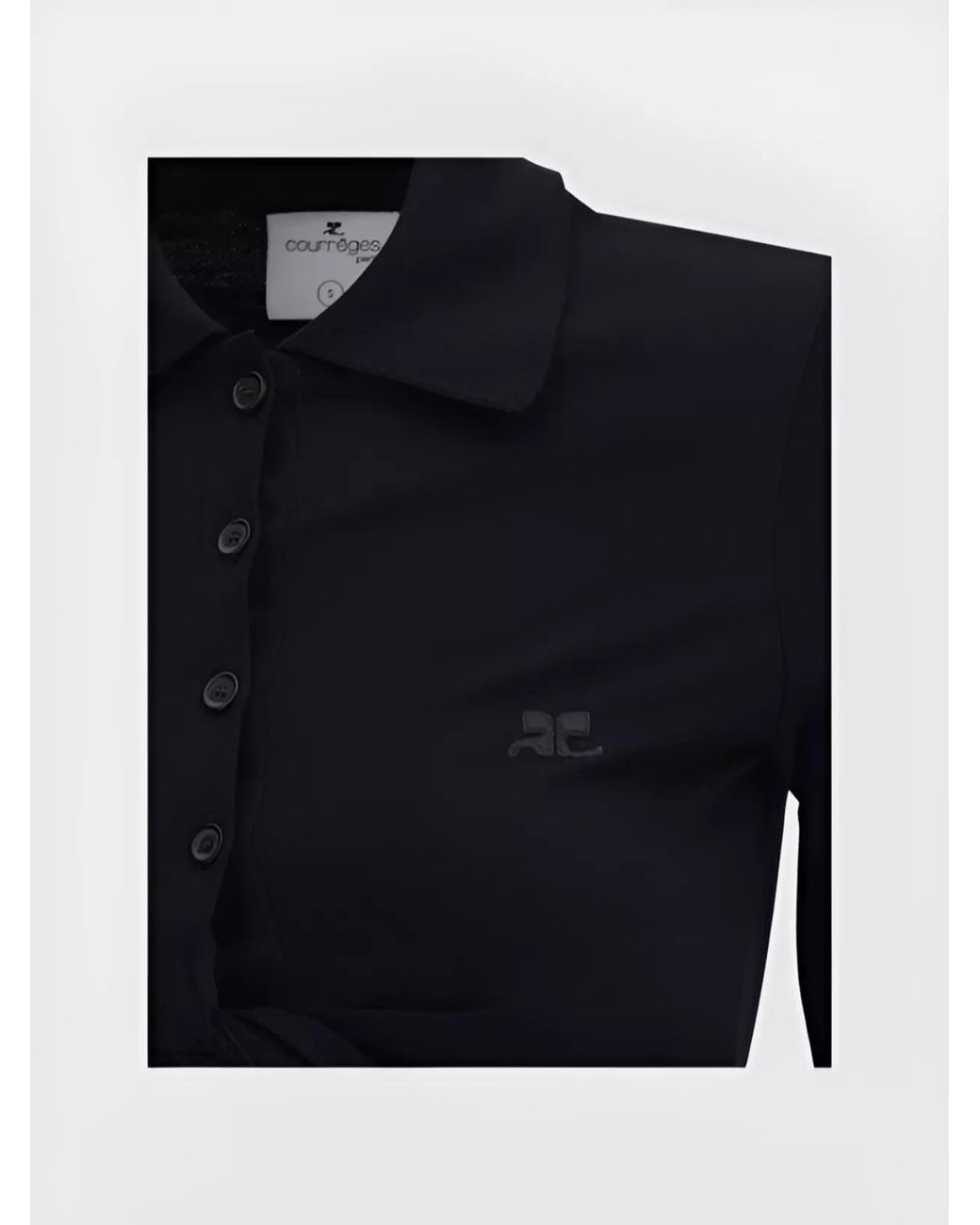 Courreges Blue Twist Cropped Long-Sleeve Polo Top