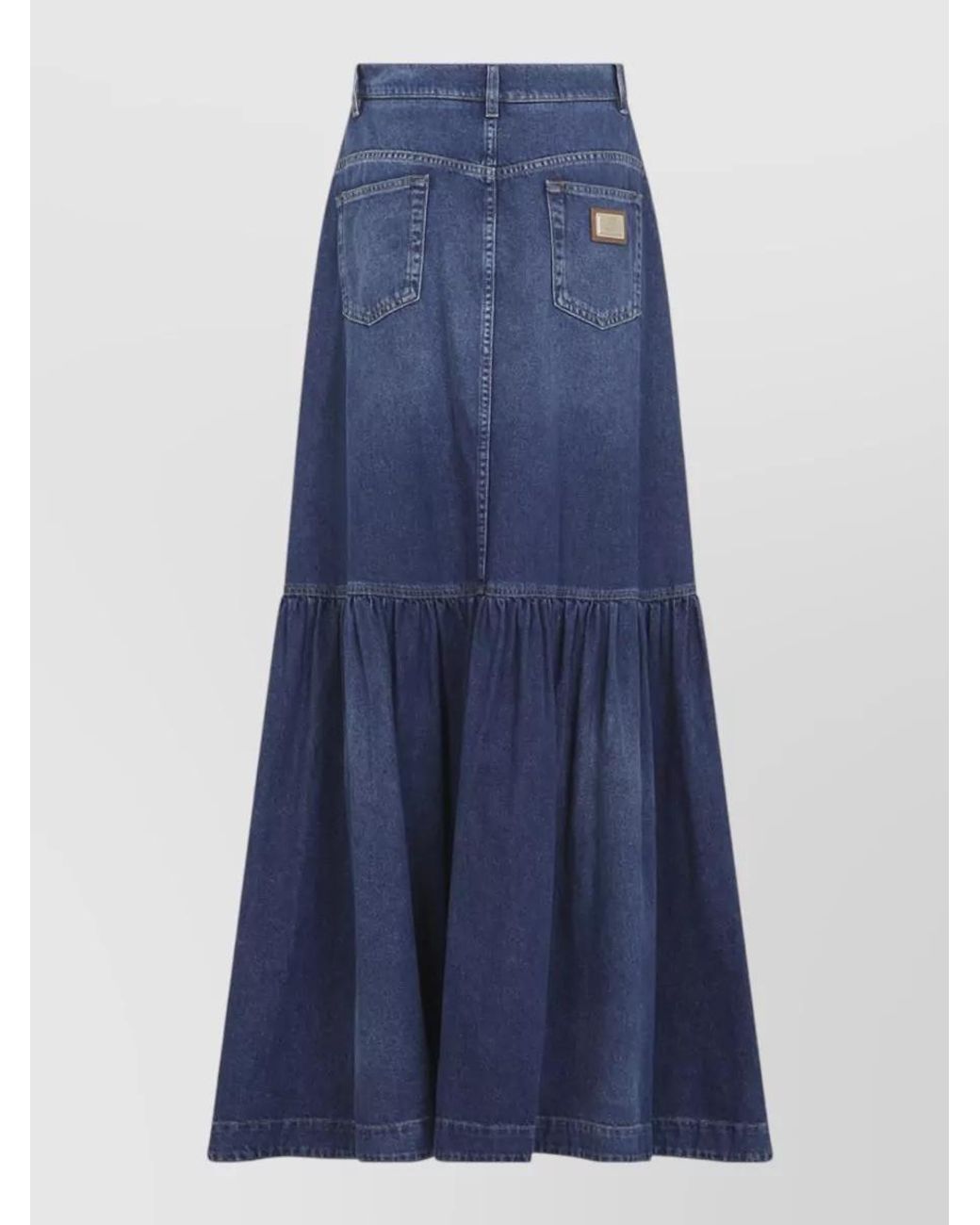 Dolce & Gabbana Blue Denim Flared Maxi Skirt