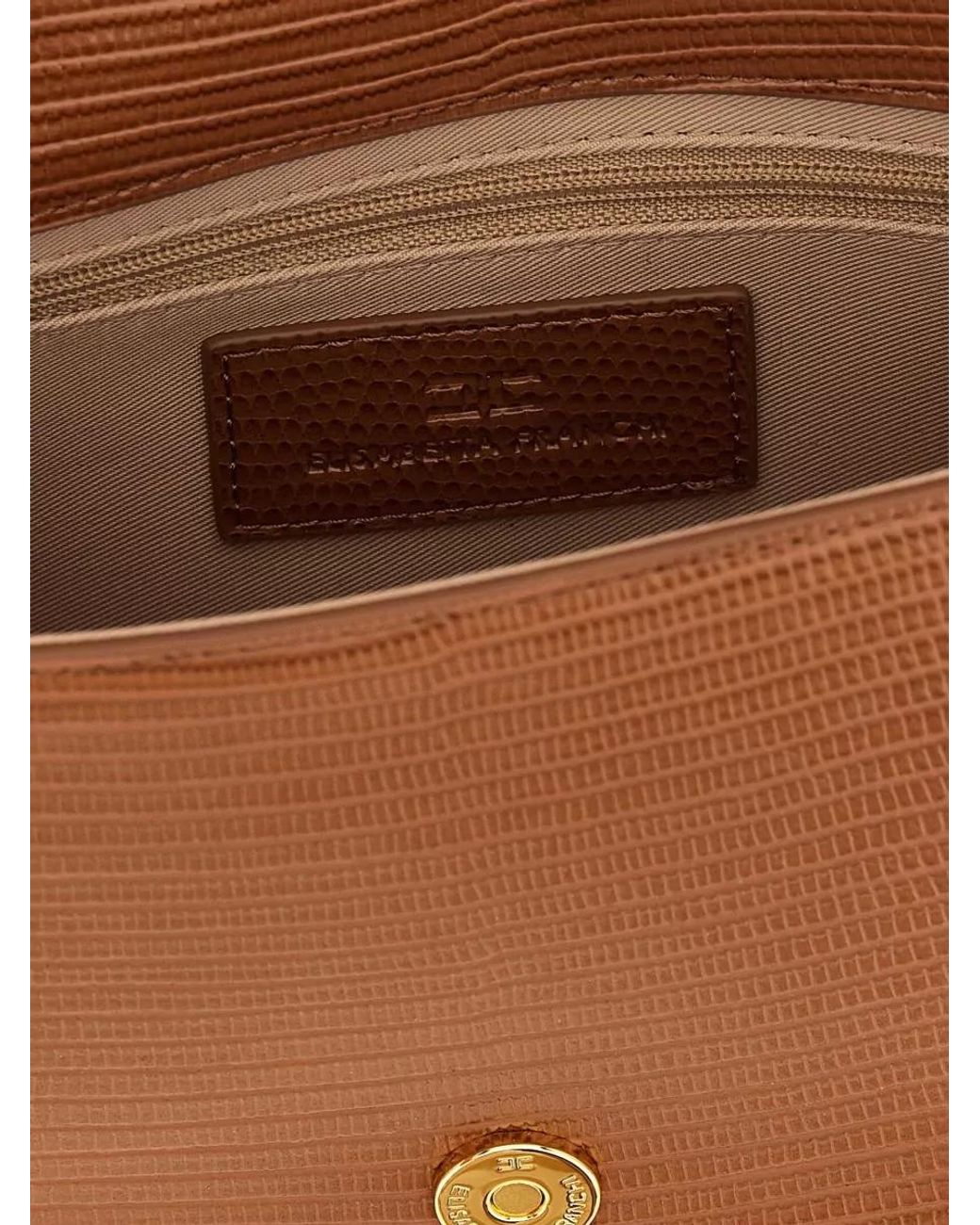Elisabetta Franchi Brown Lizard Effect Cross-Body Bag