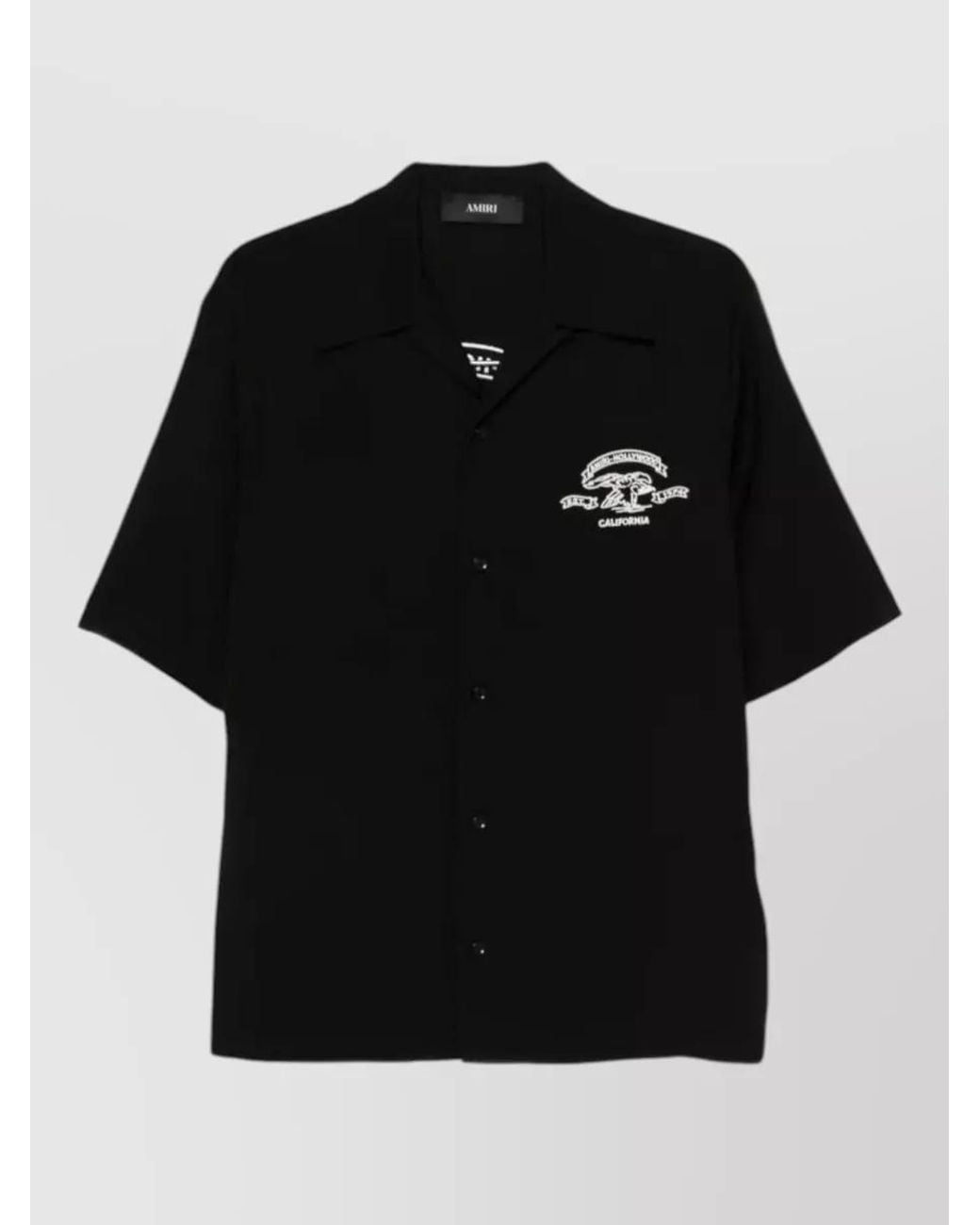 Amiri Black Embroidered Short-Sleeve Camp Shirt for men
